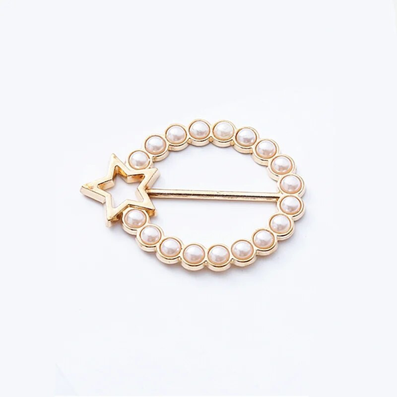 Korėjos imitacija perlų žvaigždė sagė šilkas skara sagtis apvali sagės skara žiedas užsegimas šalikai Užsegimo mazgai marškinėlių priedai