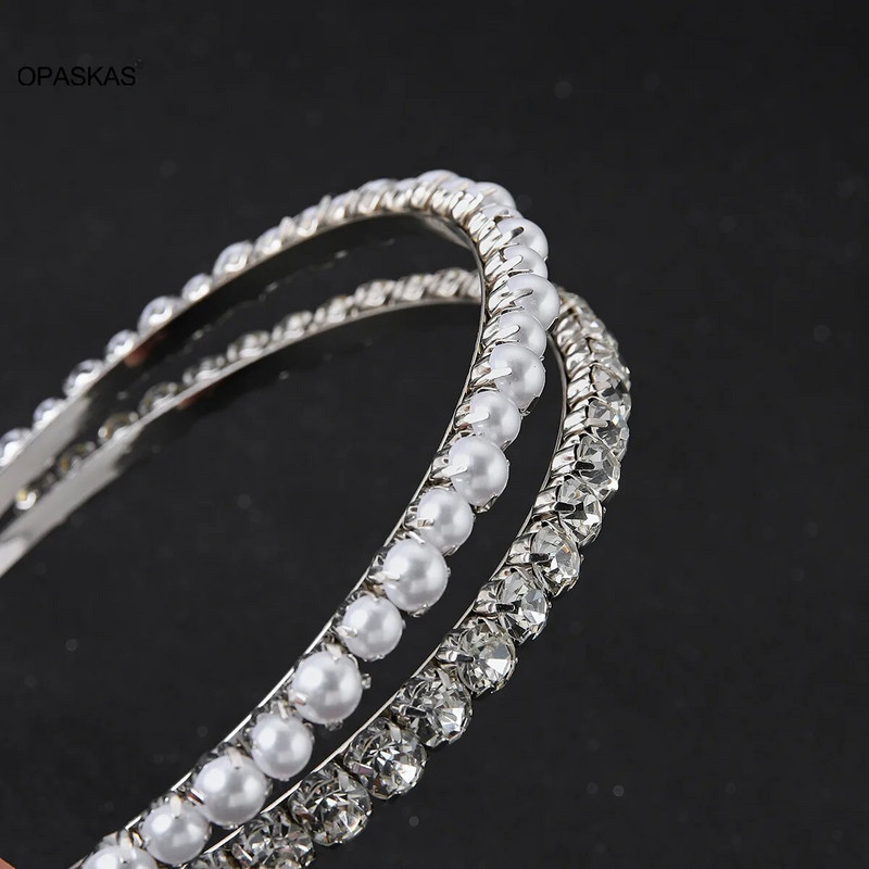 Vestuvinės galvos juostos Tiaros moterims Romantiškos krištolo plaukų juostos Diadem Dvisluoksnės Princesės nuotakos plaukų aksesuarai Papuošalai