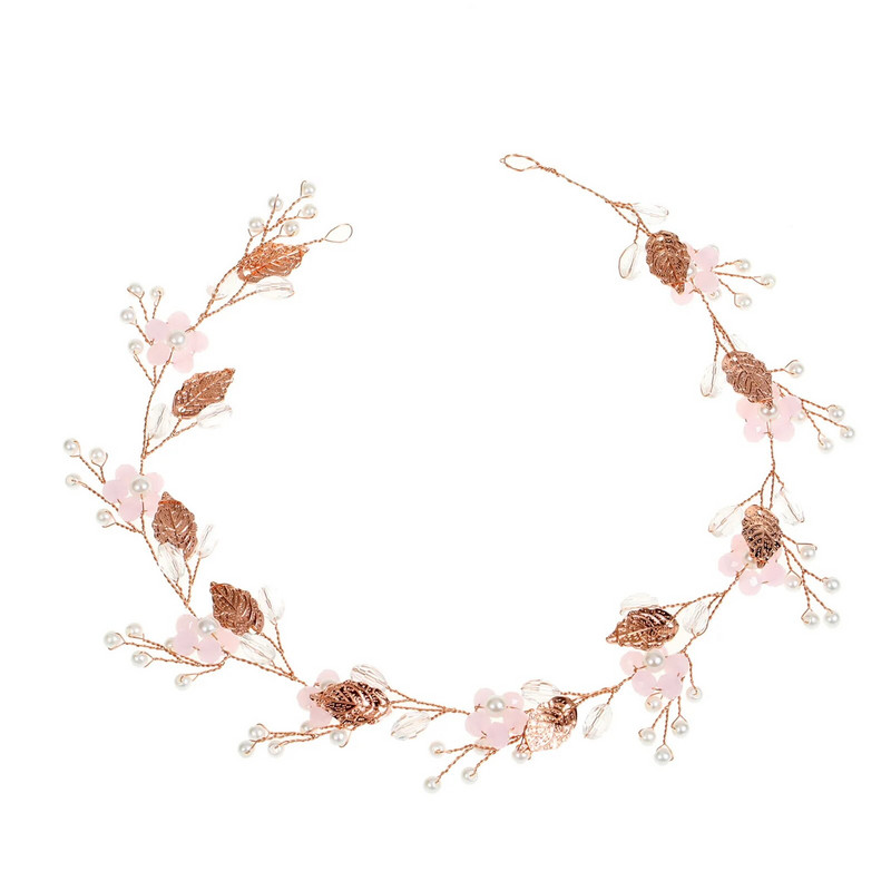 Nevjesta Mekani lančić Traka za kosu Ružičasti cvijet Perle Trake za glavu Udata mladenka Nakit za kosu Dame Modni vjenčani dodaci za kosu Tijare