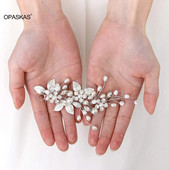 Τιάρες κεφαλής γάμου για γυναίκες με μαργαριταρένια φύλλα νύφης Headpiece Hair Vines Clip Accessories Prom Girls Crown Hair Jewelry