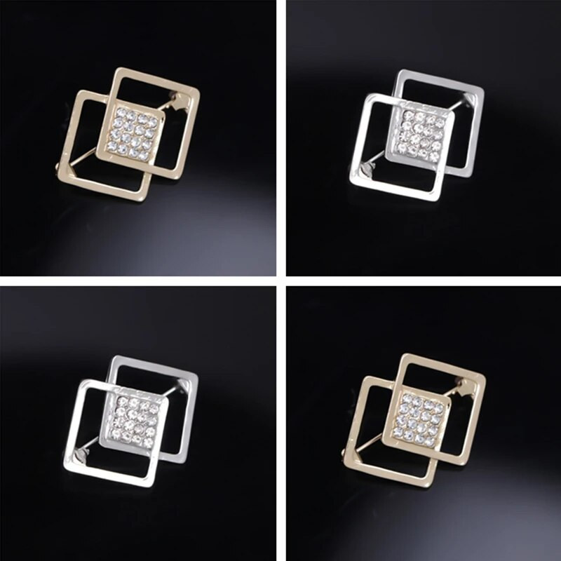 Mados Kvadratinės Sagės Krištolinė sagė Moterims Metalinis apsauginis atvartas Smeigtukas Fiksuotas drabužių segtukai Megztinis Paltas Drabužių Priedai Nauja