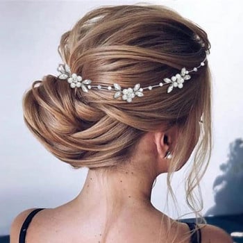 Περλέ αλυσίδα Κεφαλόδεσμος Νύφη Μαλλιά Κοσμήματα Ολόκληρα στρας Hairband Μόδα Λουλούδι Στέμμα Γάμου Αξεσουάρ για μαλλιά Marrige Bijoux