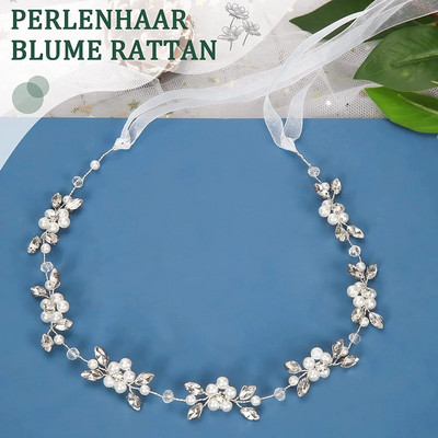 Pärlikett peapael pruudi juustest ehted Täielikud kivid juuksepael Mood Lillekroon Pulmad Juukseaksessuaarid Abielu Bijoux