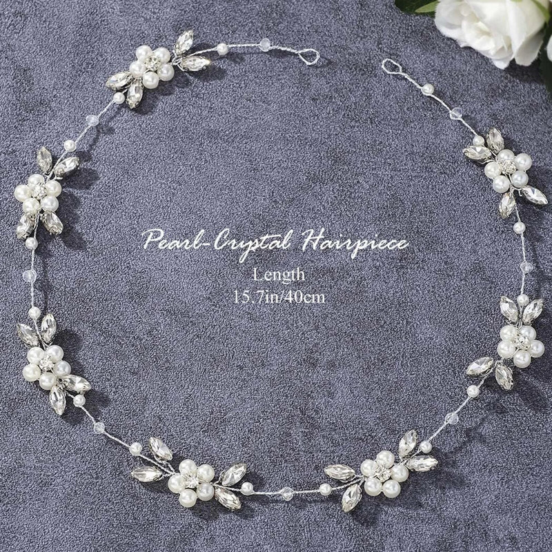 Biserni lanac Traka za glavu Mladenkina Nakit za kosu Puni štras Traka za kosu Modna cvjetna kruna Vjenčani dodaci za kosu Marrige Bijoux