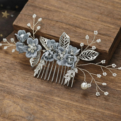 Pruudi pulmapeakate Sinine Lilla Roosa Valge Väike Värske Insert Kamm Juuksekamm Tüdrukutele Pruutneitsi Juukseaksessuaarid Peakate.