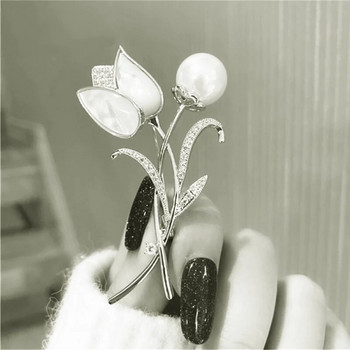 Μόδα λουλούδια καρφίτσες για γυναίκες Rhinestone Simulated Pearl Rose Καρφίτσα καρφίτσα πέτο Σήμα γάμου Δώρο κοσμήματα