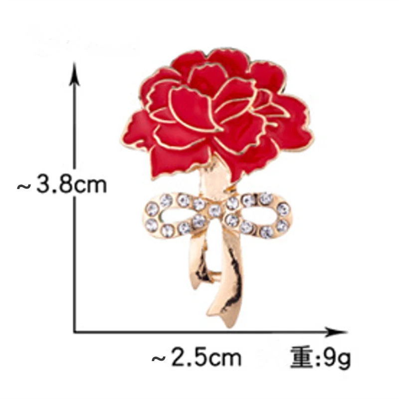 Jaunas neļķu saktas, sarkanu ziedu saktas sievietei, kristāla tauriņa atloka piespraudes Kāzu ballītes nozīmīte Rotaslietas Mātes dzimšanas dienas dāvana