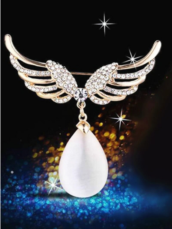 Jaunas Crystal Angel Wings Piespraudes Opāls Ūdens Pilienu Piespraudes Sievietēm Klasiskās rotaslietas Apģērbu Piespraudes Aksesuāri ballītes dāvana