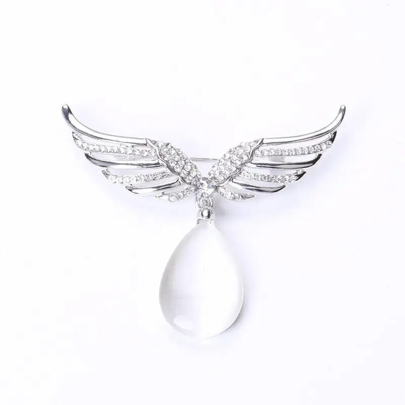 Jaunas Crystal Angel Wings Piespraudes Opāls Ūdens Pilienu Piespraudes Sievietēm Klasiskās rotaslietas Apģērbu Piespraudes Aksesuāri ballītes dāvana