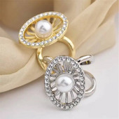 Ovaalsed prossid Simple Pearl Crystal Pross Sall Ring Klamber Sallid Kinnitus Siidist Sall Pand Prossid Pulmaehted Aksessuaar