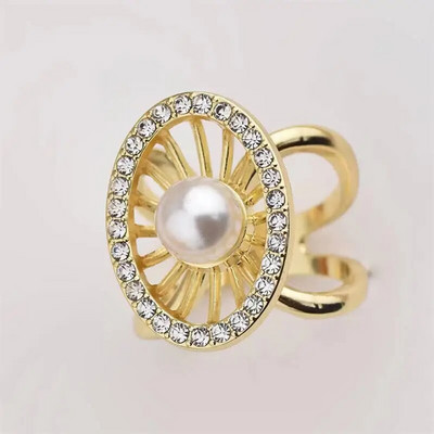 Ovaalsed prossid Simple Pearl Crystal Pross Sall Ring Klamber Sallid Kinnitus Siidist Sall Pand Prossid Pulmaehted Aksessuaar