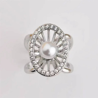 Ovaalsed prossid Simple Pearl Crystal Pross Sall Ring Klamber Sallid Kinnitus Siidist Sall Pand Prossid Pulmaehted Aksessuaar