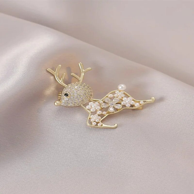 Slatki Jeleni broševi od losova za žene Kristalni broševi sa životinjama Igle za uredsko odijelo za zabave Korzaž Odjevni dodaci Božićni dar
