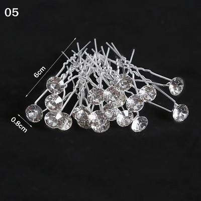 20 tk U-kujuline pin Metal Barrette Clip Pruudi juuksenõelad Rhinestone Pearl Naiste juuste aksessuaarid Pulmasoengu kujundamise tööriistad