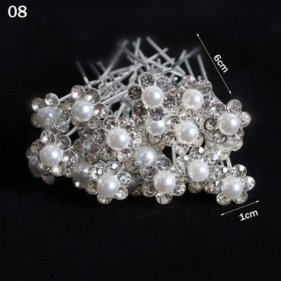 20 tk U-kujuline pin Metal Barrette Clip Pruudi juuksenõelad Rhinestone Pearl Naiste juuste aksessuaarid Pulmasoengu kujundamise tööriistad