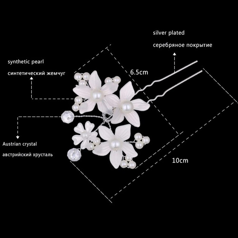 1 tk Beauty ashion Naiste Daam valgem/punase lillega kristalljuuksekangid pulmasimulaator Pärlijuuksenõelad Juukseaksessuaarid Peakatted