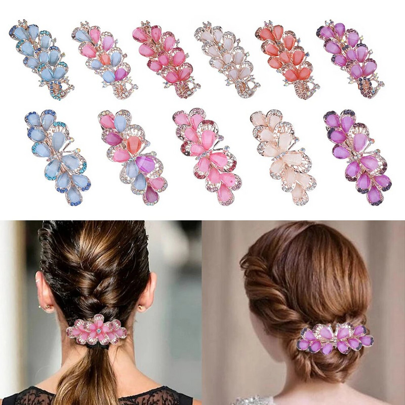 1 tk Naiste tüdrukute kristalllill, liblikas, paabulinnu juukseklambrid vintage kivist juuksenõelad peakatted, tüdrukute juuste aksessuaar