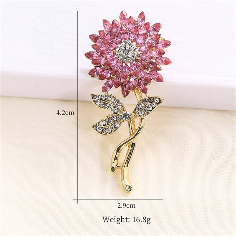 Korea täiskivist päevalilleprossid naistele Luksuslik disain Trendikas võlu, läikivad prossinõelad ehted peo pulmakingid