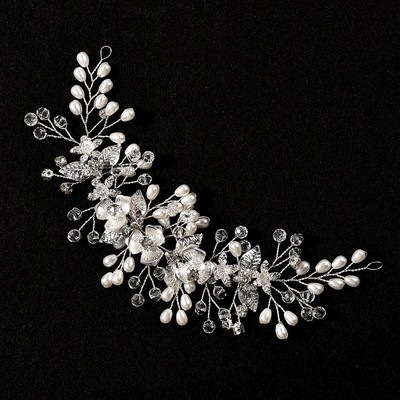 Kristāla galvas lentes Kāzu pērļu matu aksesuāri Matu lente Roku darbs Matu Dekors Rhinestone Galvas Valkā Matu Ornaments Līgavu Meitenēm