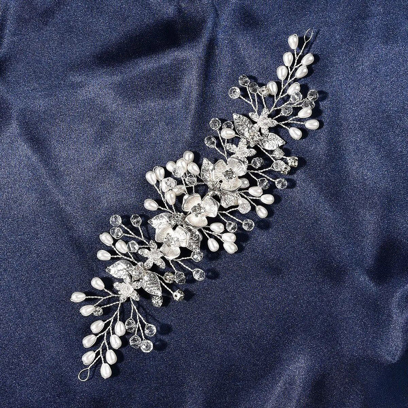 Kristāla galvas lentes Kāzu pērļu matu aksesuāri Matu lente Roku darbs Matu Dekors Rhinestone Galvas Valkā Matu Ornaments Līgavu Meitenēm