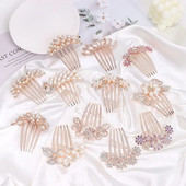 1 tk Elegantne läikiv kivist juuksekamm Lilleleht Pruudi kristallist juuksekaunistused Pärlitest tiaara Ehted Pulmajuuste aksessuaarid