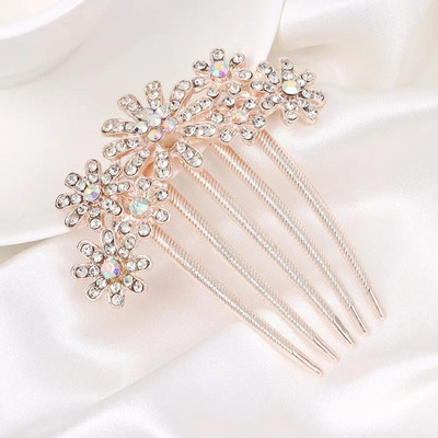 1 tk Elegantne läikiv kivist juuksekamm Lilleleht Pruudi kristallist juuksekaunistused Pärlitest tiaara Ehted Pulmajuuste aksessuaarid