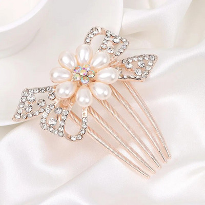 1 tk Elegantne läikiv kivist juuksekamm Lilleleht Pruudi kristallist juuksekaunistused Pärlitest tiaara Ehted Pulmajuuste aksessuaarid
