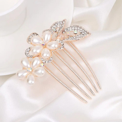 1 tk Elegantne läikiv kivist juuksekamm Lilleleht Pruudi kristallist juuksekaunistused Pärlitest tiaara Ehted Pulmajuuste aksessuaarid
