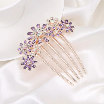 1 tk Elegantne läikiv kivist juuksekamm Lilleleht Pruudi kristallist juuksekaunistused Pärlitest tiaara Ehted Pulmajuuste aksessuaarid