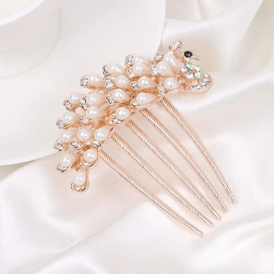 1 tk Elegantne läikiv kivist juuksekamm Lilleleht Pruudi kristallist juuksekaunistused Pärlitest tiaara Ehted Pulmajuuste aksessuaarid