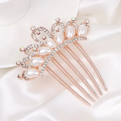 1 tk Elegantne läikiv kivist juuksekamm Lilleleht Pruudi kristallist juuksekaunistused Pärlitest tiaara Ehted Pulmajuuste aksessuaarid