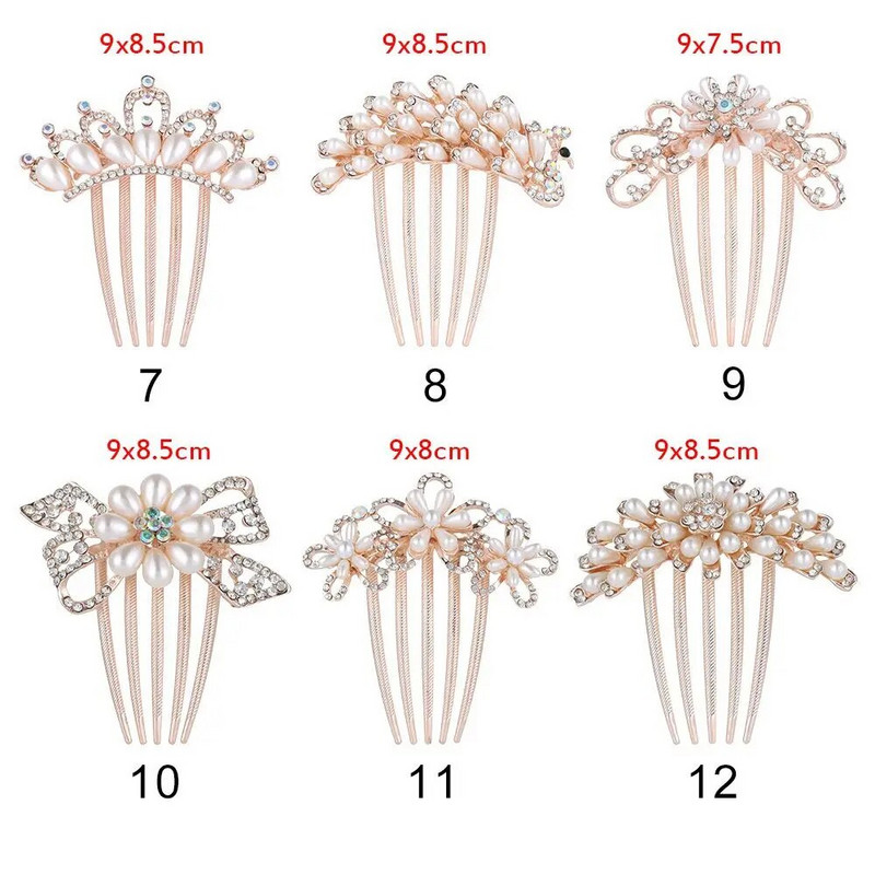 1 tk Elegantne läikiv kivist juuksekamm Lilleleht Pruudi kristallist juuksekaunistused Pärlitest tiaara Ehted Pulmajuuste aksessuaarid