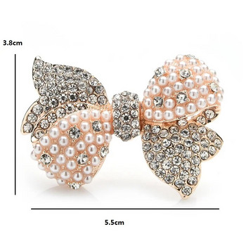 Wuli&baby Блестящи брошки с перлени панделки от кристали за жени Цветя Сватби Парти Офис Брошка Игли Подаръци