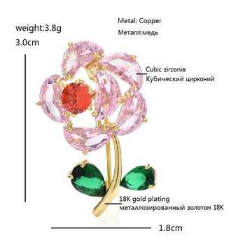 Wuli&baby Сладки брошки с цветя Игли за жени Унисекс 2-цветен кубичен цирконий Beauty Flower Летни игли за яка Подаръци
