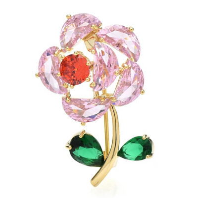 Wuli&baby Cute Flower καρφίτσες καρφίτσες για γυναίκες Unisex 2-χρωμα Cubic Zirconia Beauty Flower Summer Collar Pins Δώρα