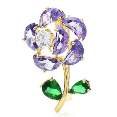 Wuli&baby Cute Flower καρφίτσες καρφίτσες για γυναίκες Unisex 2-χρωμα Cubic Zirconia Beauty Flower Summer Collar Pins Δώρα