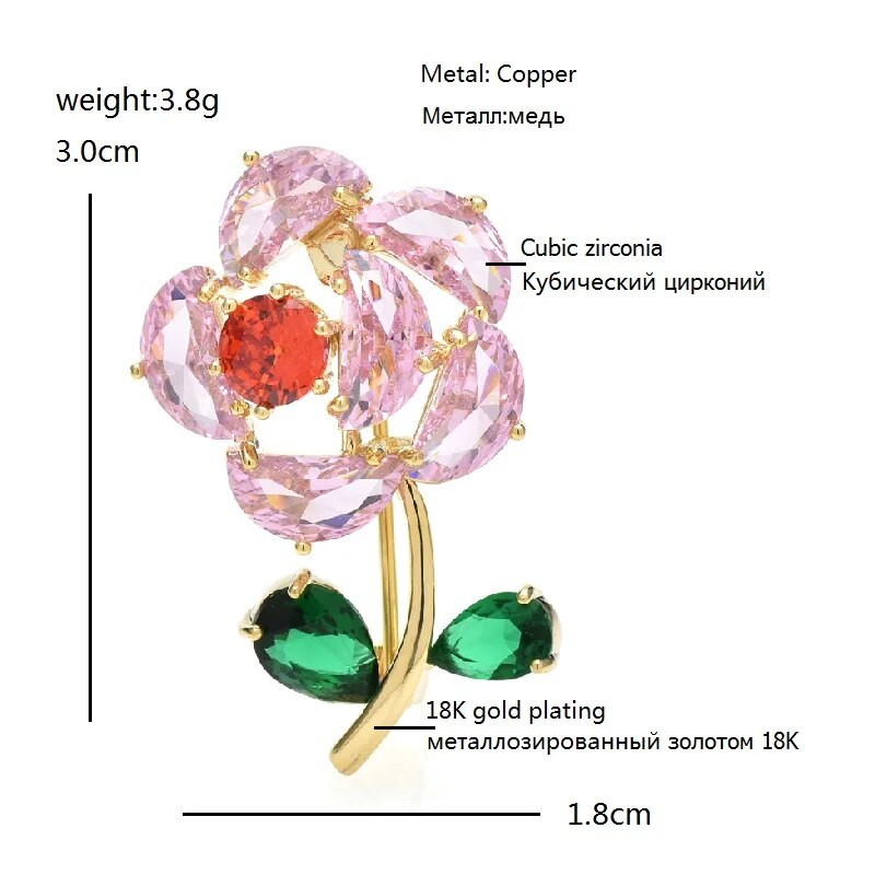 Wuli&baby Cute Flower καρφίτσες καρφίτσες για γυναίκες Unisex 2-χρωμα Cubic Zirconia Beauty Flower Summer Collar Pins Δώρα