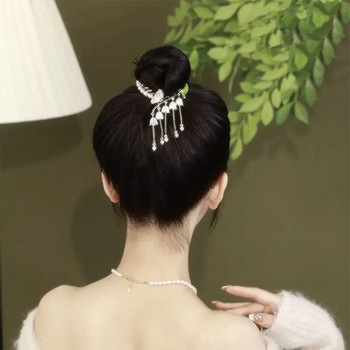 Китайски Gufeng Цвете Орхидея Пискюл Щипка за коса Шапка Нокът за коса Пискюл Щипка за коса Рак Дамски държач за опашка