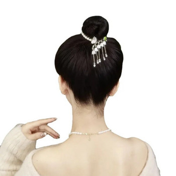 Китайски Gufeng Цвете Орхидея Пискюл Щипка за коса Шапка Нокът за коса Пискюл Щипка за коса Рак Дамски държач за опашка