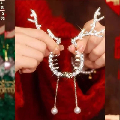 2023. aasta uued jõulud Milu Sarv Tutt Hobune Pandlaga Juuksenõel Lõuna-Korea Armas Juukseklamber Tagumine Juukseklamber Peakate Juukseehted