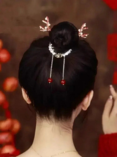 2023. aasta uued jõulud Milu Sarv Tutt Hobune Pandlaga Juuksenõel Lõuna-Korea Armas Juukseklamber Tagumine Juukseklamber Peakate Juukseehted