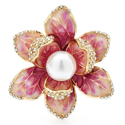 Wuli&baby Pearl Emailiga lilleprossid naistele Unisex 4-värvilised kaunid lillepeo kontoriprossid kingitused