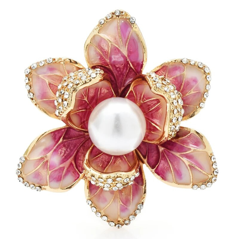 Wuli&baby Pearl Emailiga lilleprossid naistele Unisex 4-värvilised kaunid lillepeo kontoriprossid kingitused