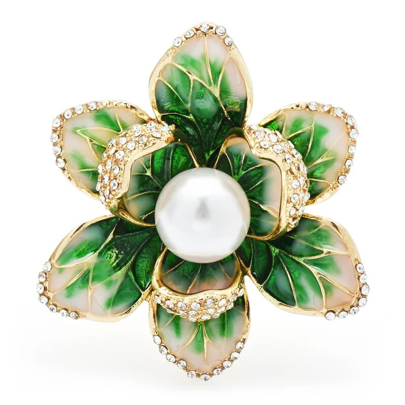 Wuli&baby Pearl Emailiga lilleprossid naistele Unisex 4-värvilised kaunid lillepeo kontoriprossid kingitused