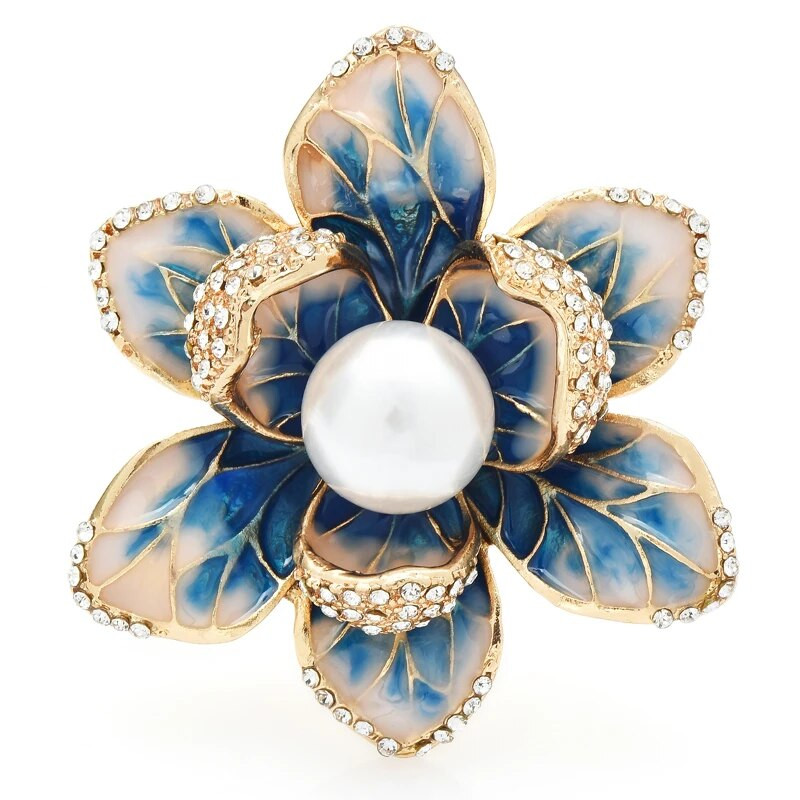 Wuli&baby Pearl Emailiga lilleprossid naistele Unisex 4-värvilised kaunid lillepeo kontoriprossid kingitused