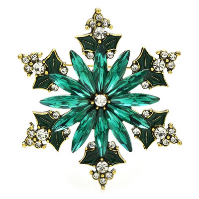 Wuli&baby Kalnų krištolinio akmens sagės su snaigėmis moterims Unisex 2 spalvų žiemos gėlių vakarėlis biuro sagės segtukai Dovanos