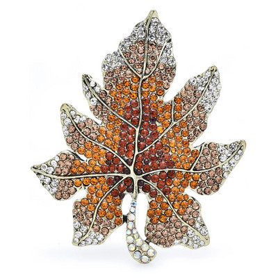 Wuli&baby veliki luksuzni broševi s listovima za žene Unisex 2-bojni svjetlucavi kamenčići cvijeće biljke party uredski broševi igle darovi