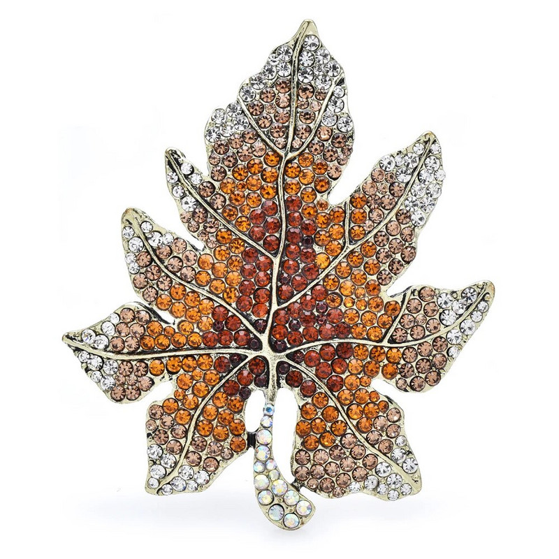 Wuli&baby veliki luksuzni broševi s listovima za žene Unisex 2-bojni svjetlucavi kamenčići cvijeće biljke party uredski broševi igle darovi