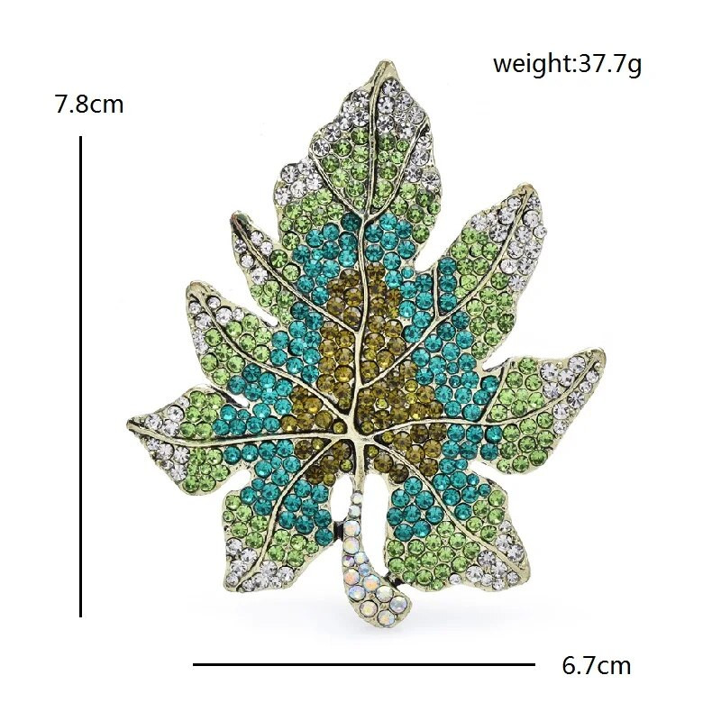 Wuli&baby veliki luksuzni broševi s listovima za žene Unisex 2-bojni svjetlucavi kamenčići cvijeće biljke party uredski broševi igle darovi