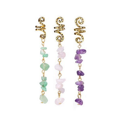 Naturaalsest kivist ripatsiga aksessuaarid naistele Tüdrukutele Traadiga mähitud juuksekeerud Spiraalsed juuksemansetite klambrid Peakatted Rastalukk